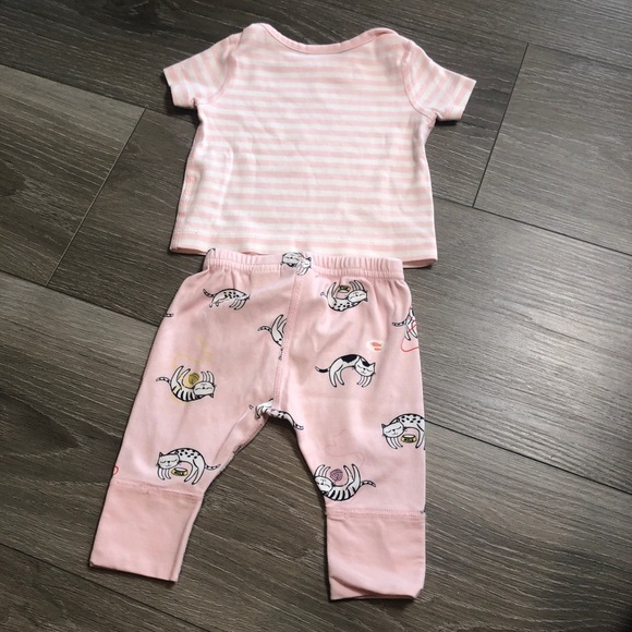 Hanna Andersson Baby Girl Kitty Cat Pajama Set Pink Size 0-3 Months - Picture 10 of 10